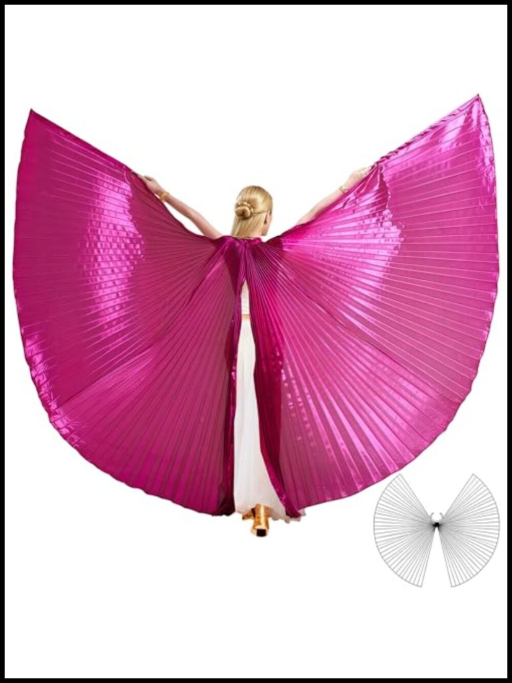 Isis Wings Belly Dance Costume with Adjustable Metal Sticks & Storage Bag